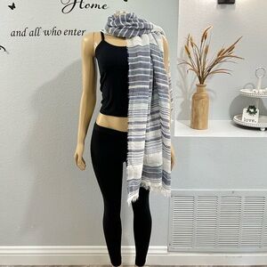Manifattura BIG Tessile Chiti Large Linen Scarf Wrap Striped 33” X 75”